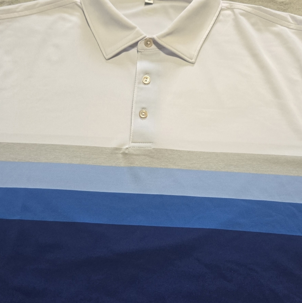 Peter Millar Summer Comfort Golf Polo Sz XL 92% Polyester 8% Spandex Striped - Picture 2 of 8